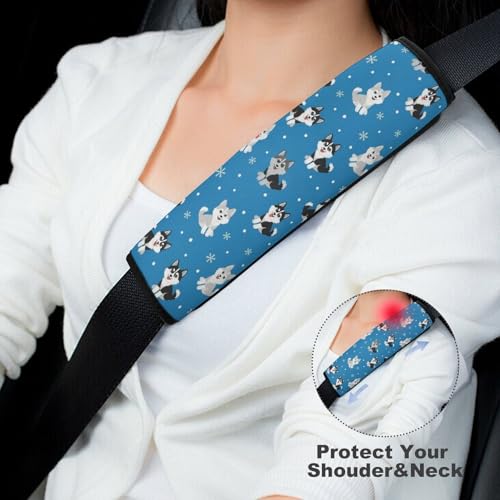 Soft Padded Car Seat Belt Pad for Elderly Support, Stroller Pushchair High Chair, 2 Pack Cute Husky Dog Pet Shoulder Harness Cover Anti-Slip Pad - color: Pattern 365