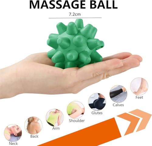 Massage Roll Balls, 2 Pack Spiky Massage Balls Deep Tissue Trigger Point and Myofascial Release for Plantar Fasciitis Relief, Muscle Recovery, 2.8 Inch Diameter (Green) - color: Green
