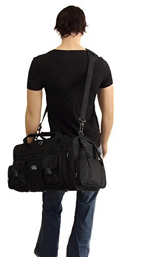 NPUSA Mens Large 22" Inch Black Duffel Duffle Military Molle Tactical Gear Shoulder Strap Travel Bag - color: Black
