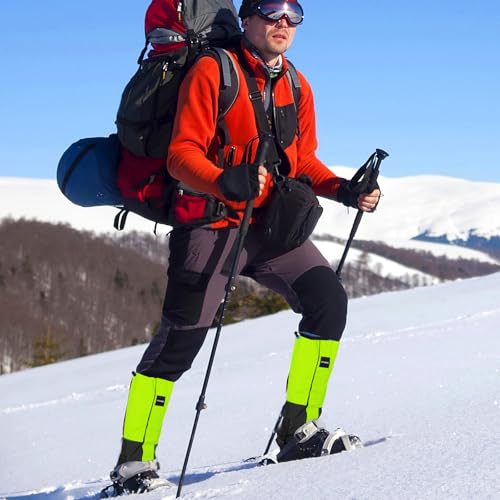 Waterproof Adjustable Hiking Gaiters for Men and Women, Snow Boots-Gaiters for Hiking in Hunting Sand Mud Mountain Climbing Snowshoeing - color: Fluorescent Green