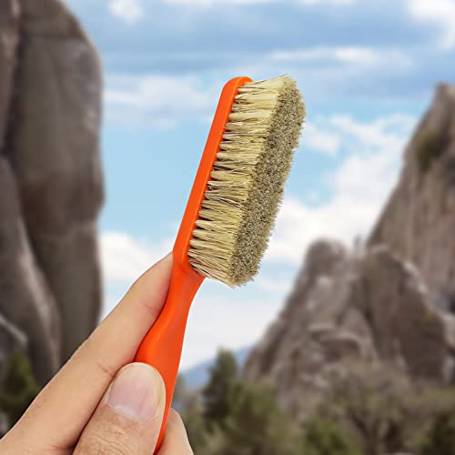 TWO STONES Climbing Chalk Brush with Thick Ultra Durable Boar's Hair Bristles, Bouldering Brush with Ergonomic Handle Portable with Climbing Chalk Bag(Not Included) for Climbing Wall Holds - color: Black+orange