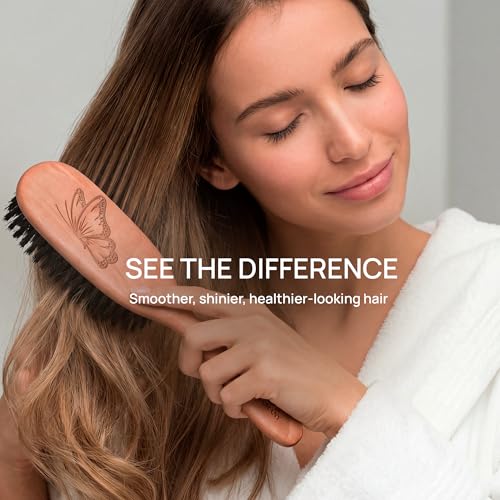 100% Pure Calcutta Boar Bristle Hairbrush for Natural Healthy Hair, Stiff Bristle, Made in Germany's Black Forest - size: Calcutta