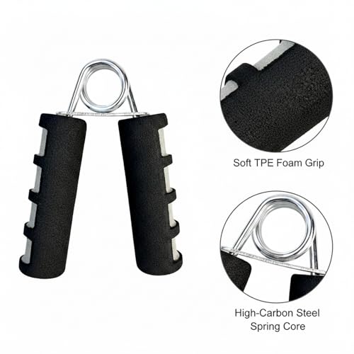 Adjustable Hand Grip Strengthener with Ergonomic TPE Foam Handles for Forearm & Finger Exercise - color: Gray