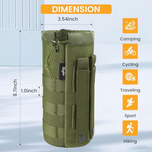 Molle Water Bottle Holder, Upgraded 1000D Nylon Tactical Molle Water Bottle Pouch, Sports Water Bottle Bag Bottom Mesh Lining Hydration Carrier for Camping, Climbing, Hiking and Travelling - color: Green-2pack