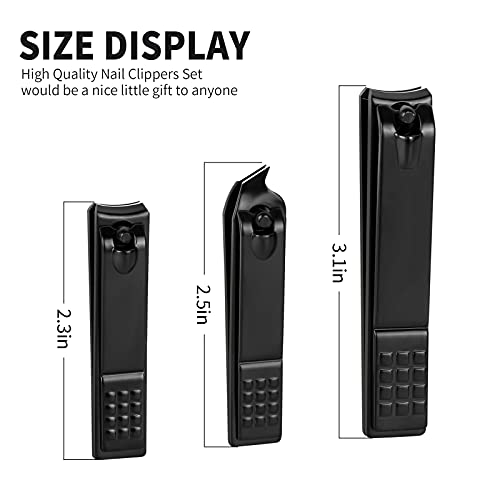 Aogeili Nail Clippers Set, Sharp Stainless Steel Fingernail & Toenail Clippers, Black Nail Cutter, Perfect 3 PCS Black Nail Cutter for Men and Women. - size: Large/Small/Oblique