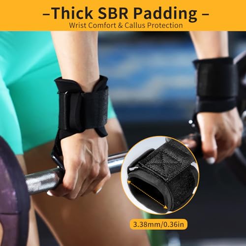 GPANDAG Weight Lifting Hooks for Men and Women (Pair) | 330 LB Heavy Duty Gym Lifting Wrist Strap Hook for Deadlifts, Pull-Ups, Strength Training, 0.4inch Grip Weightlifting Hooks - color: Black-Double hook