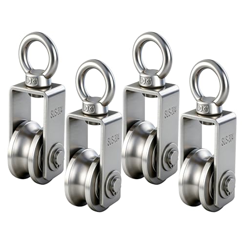 Cable Pulley Block Stainless Steel Swivel with Silence Bearings for Garage,Attic,Kayak,Deer Hanging,Gym Equipment,550LB Lifting,4 Pack