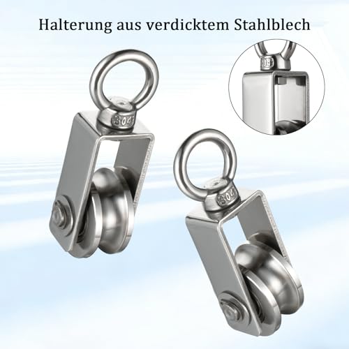 Cable Pulley Block Stainless Steel Swivel with Silence Bearings for Garage,Attic,Kayak,Deer Hanging,Gym Equipment,550LB Lifting,4 Pack