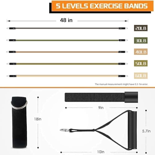 VEICK 10-150LBS Resistance Bands with Handles, Ankle Straps, Door Anchor | Accredited Lab Certified, 100% Natural Latex, Versatile for Yoga, Pilates, Strength, Home Gym - color: Army Green, style: 20-200LBS + 5 Loop Bands
