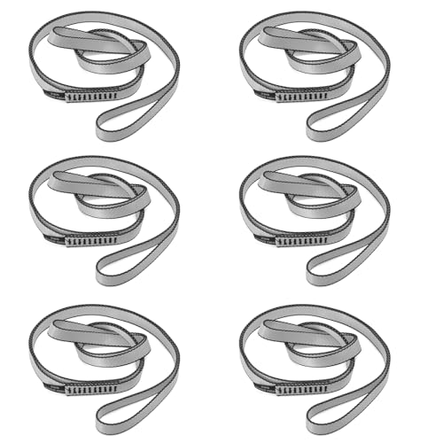 18MM Nylon Climbing Sling Runner 23KN CE2008/EN566 Strong Webbing Straps for Rock Climbing,Mountaineering, Rappelling, Swing, Yoga Hammock etc - color: Grey, size: 120cm/ 48inch |Pack of 6