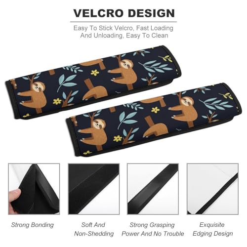 Soft Padded Seat Belt Cover for Girls and Boys, Stroller Pushchair High Chair, 2 Piece Sloths Lovers Shoulder Protector Anti-Slip Pad - color: Pattern 616