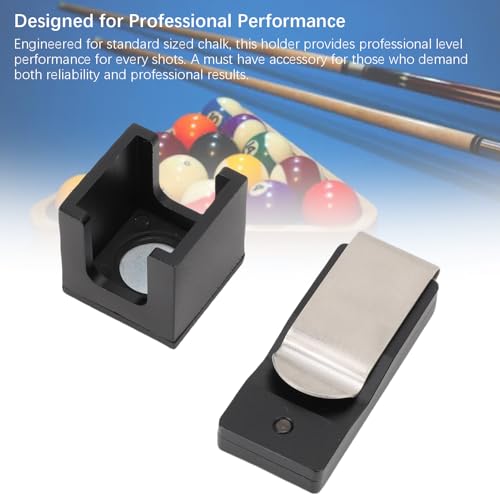 flexman Billiard Chalk Holder, Aluminum Universal Dry Oil Pool Cue Chalk Holder with Magnetic Belt Clip, Professional Snooker Billiard Accessories - color: Black