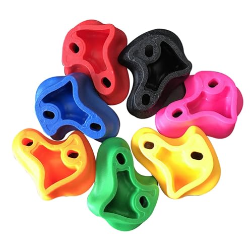 6pcs Rock Climbing Holds, Thickened PE Climbing Grips, Easy Installation for Kids Rock Wall, Pink, Green, Brown, Purple, Yellow, with Hardware