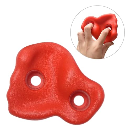 Keenso Rock Climbing Holds, PE Rock Wall Hold Set 12PCS with Screws and Wrench, Ergonomic Grip, 80kg Capacity, 12.5 X 10cm, for Indoor Outdoor Kids Adults Training - color: Red