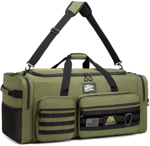 135L Extra Large Duffle Bag, Heavy Duty Sports Gym Travel Duffel Bag | for Basketball, Baseball, Hockey, Football, Helmets, and Pads - color: Green