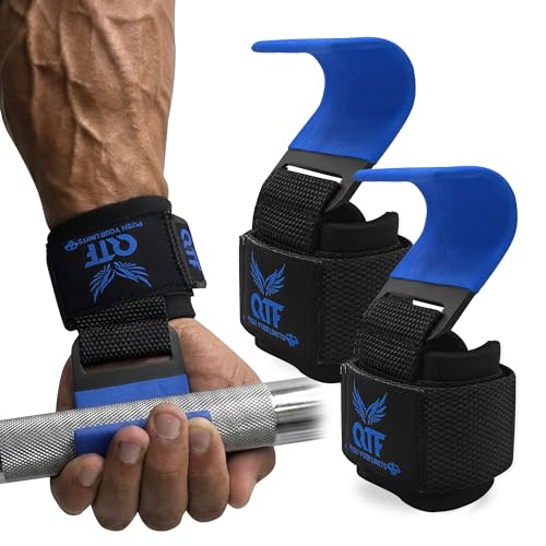 Weight Lifting Hooks Lifting Heavy Duty Deadlift Wrist Straps Men and Women Pull Ups Powerlifting and Gym Workouts grips - color: Blue/Iron-Hooks, size: Iron-Hooks