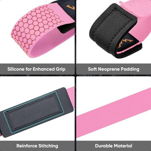 Weight Lifting Straps for Weightlifting, Lifting Wrist Straps Gym, Deadlift Strap, Anti Slip Silicone Weightlifting Strap Men Women Powerlifting, Strength Training - color: Pink, size: 2 Pair