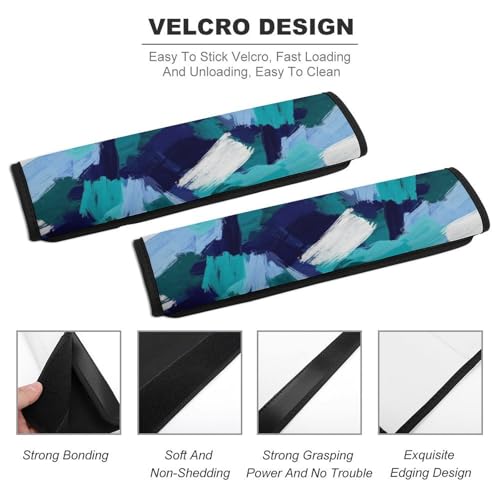 2 Pack Teal Grey Turquoise Blue Abstract Art Seat Belt Shoulder Pad Breathable Shoulder Harness Cover for Child, All Vehicles, Neck and Shoulder Support - color: Pattern 95