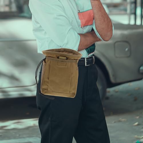HEMOTON Lightweight Climbing Chalk Bag Drawstring Utility Fanny Pack Waist Pouch Outdoor Storage Solution in Khaki Oxford Cloth for Hiking
