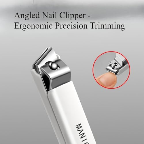 Manicure 5-in-1 Compact Nail Care Kit, Stainless Steel Nail Clippers with Nail File and Scissors, White, Portable Travel Manicure Set