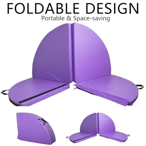 Foldable Pole Crash Mat, Pole Dance Mat, Anti-Collision Cushioned PU Leather Mat for Yoga, Gymnastics, Pole Dancing Red-Rose 2" Tx5.9'W