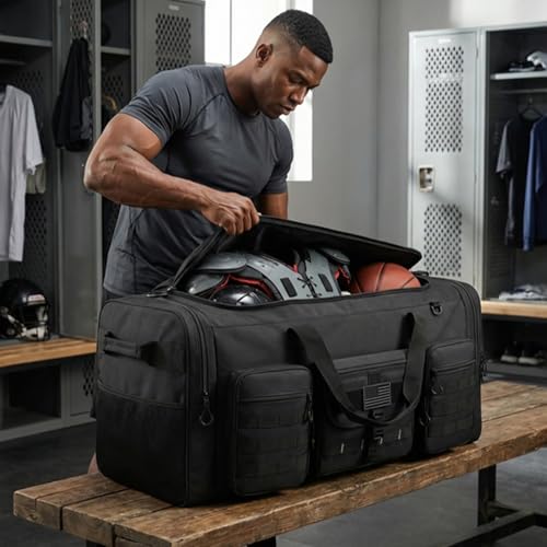 132L Extra Large Duffle Bag, Heavy Duty Sports Equipment Travel Duffel Bag | Perfect for Soccer Baseball Basketball Hockey Football Team Coaches & More - color: Black