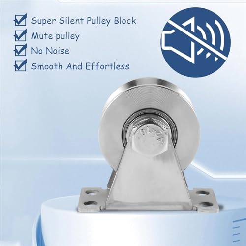 U Groove Stainless Steel Wall Pulley 2pcs Stainless Steel Tripod Pulley Wire Rope Lifting Bearing Pulley Hanging Wheel, Home Sliding Doors Track Wheel Pulley Hardwar
