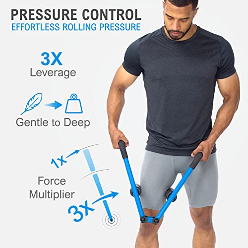 DoubleUP Roller D2 Leg & Arm Massager, Metal Frame + 2 Rollers, White | 3X Lever-Action Pressure Control. 2 Quick-Change Rollers. For IT Bands, Calves, Quads, Hamstrings, Thighs, Arms. - color: White