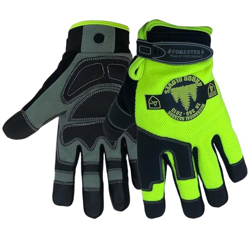 FORESTER Hi-Vis Rope Climbing Gloves | Anti-Slip Arborist Gloves for Tree Climbing, Chainsaw Safety | Cut Level 4 Protection