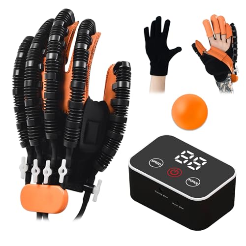 Rehabilitation Robot Gloves, Finger Exerciser for Stroke Recovery Hand Glove Equipment Hand Function Rehabilitation (Orange Right Hand M) - size: Right Hand M