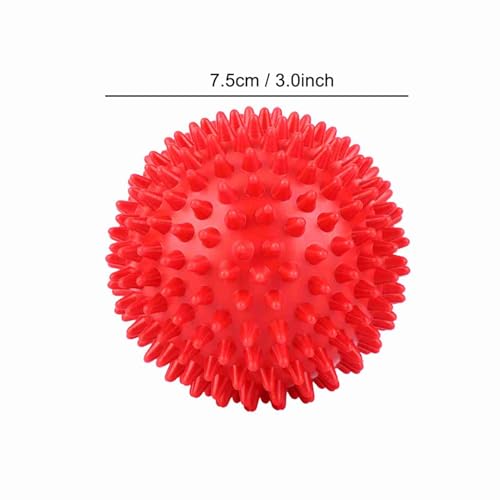 2Pcs Spiky Hard Massage Balls,Soft Spiked Manual Massager Rollers Body Spiky Balls Fitness Finger Relax Tool for Plantar Fasciitis Exercise Back Feet (Small 7.5cm) - color: Red, size: Small 7.5cm