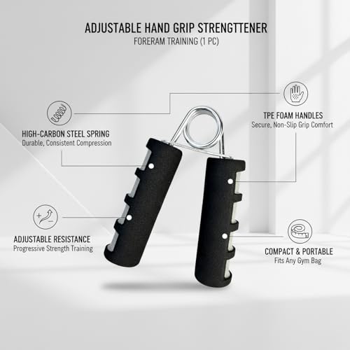 Adjustable Hand Grip Strengthener with Ergonomic TPE Foam Handles for Forearm & Finger Exercise - color: Gray