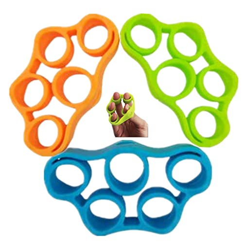 3 Resistance Level Finger Stretcher Exerciser, Grip Strength Trainer | Hand Grip Strengthener,Hand Exerciser,Forearm Exerciser Trainer Silicone Rings for Muscle & Rehabilitation
