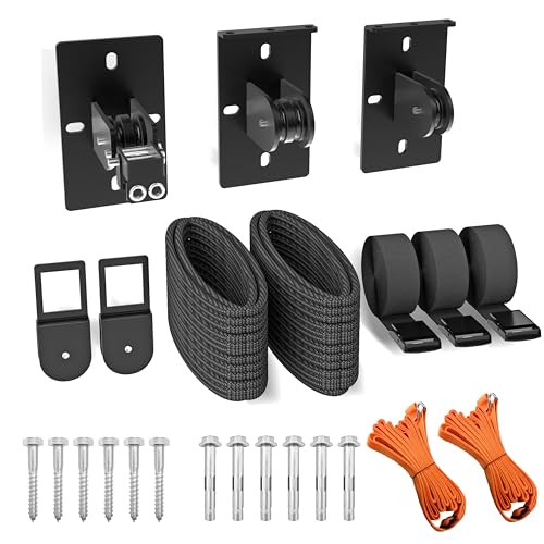 TRUSOON Kayak Hoist, Canoe Pulley for Garage Ceiling, 150 lbs, Black | Fits SUPs bikes ladders and cargo boxes, overhead space saver, heavy duty capacity, 2:1 mechanical advantage