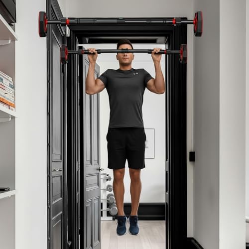 Adjustable Doorway Pull Up Bar for Home Gym - No Drilling Required, Portable Strength Training Bar with Comfortable Grip for Upper Body Workout - Fits Most Door Frames