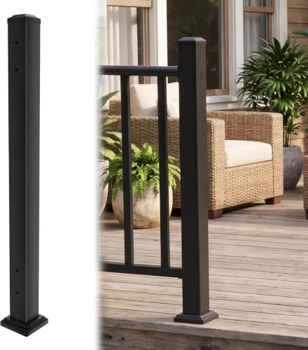 Aluminum 2.8 in. x 2.8 in. x 39 in.Railing Post with Screws, Porch and Deck Railing Post,Fence Poles for Decks, Stair Railing Porches（Terminal Column） - size: 39 In Post(Terminal )
