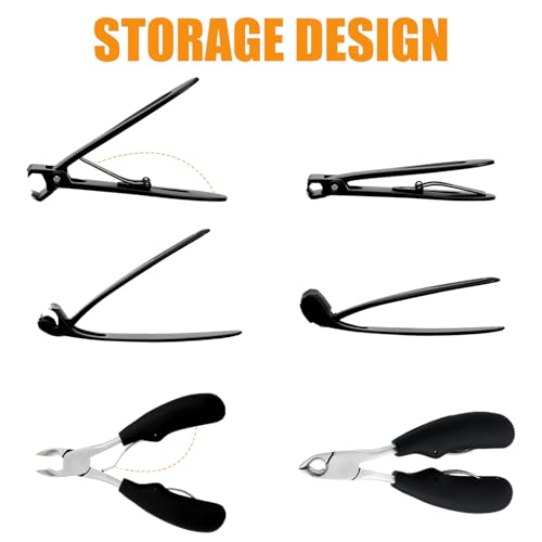 Precision Stainless Steel Heavy Duty Angled Head,Wide Jaw Clippers for Seniors and Man,Ingrown Toenail,Thick Nail.Extra-Long Handle, Extra-Large Slanted Nail Cutter. Men,Women,Elderly.7Pcs (7PCS NAI)