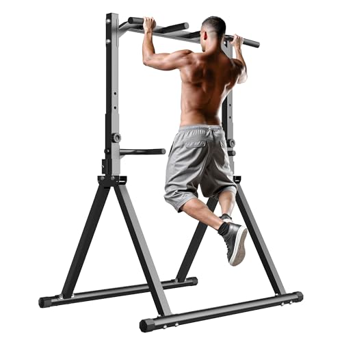 Foldable Pull Up Bar Pull Up Station,Power Tower with Triangular Structure, Multi-Functional Dip Station for Home Gym 300LB