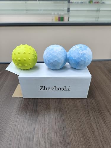Peanut & Spiky Ball Set Physical Therapy Blue Mix | Dual massage tools; myofascial release, plantar relief; safe around spine - color: Blue Mix White+yellow