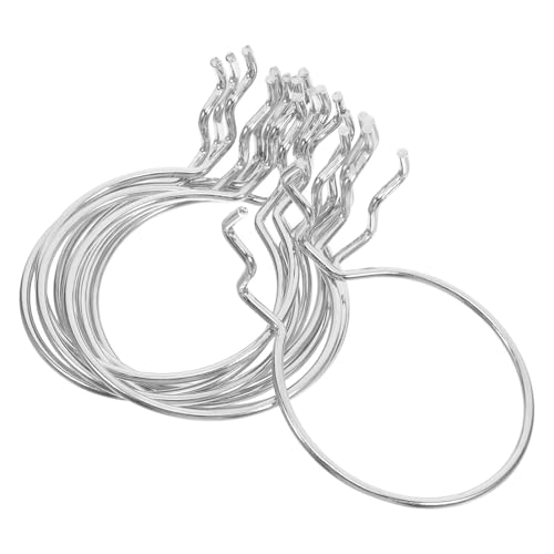 10pcs Silver Metal Pegboard Hooks Round Wire Rings, Garage and Craft Room Hole Board Organizer Accessories, Heavy-Duty Hanging Board Tool Hangers for Industrial Storage