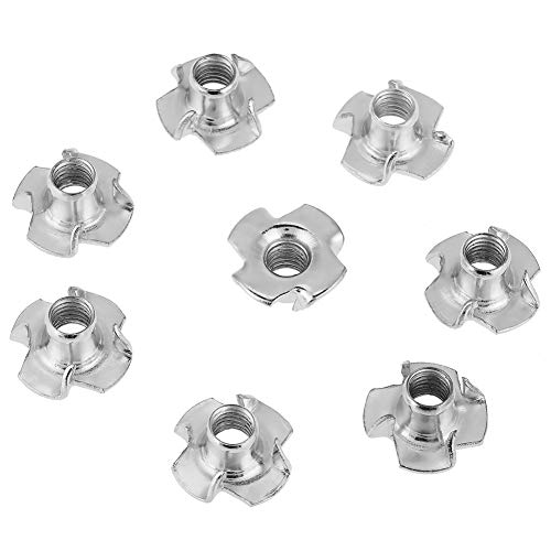 T Nuts zinc Plated Steel, 100PCS Rock Climbing Holds T Nuts Four Pronged Tee Nuts for Furniture Cabinets and Rock Climbing Holds (M6) - size: M6