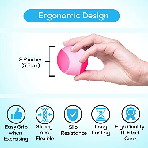 Serenilite Hand Therapy Exercise Stress Ball Bundle - Tri-Density Stress Balls for Adults & Grip Strengthening - color: Purple, Pink