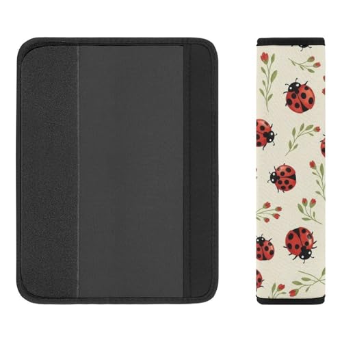 2PCS Cute Ladybugs Seat Belt Cover Breathable Automotive Seat Belt Protector for Adult Use, Most Cars, Pressure Relief - color: Pattern 167