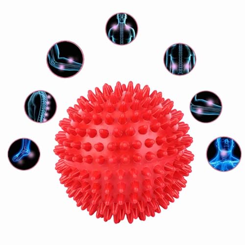 2Pcs Spiky Hard Massage Balls,Soft Spiked Manual Massager Rollers Body Spiky Balls Fitness Finger Relax Tool for Plantar Fasciitis Exercise Back Feet (Small 7.5cm) - color: Red, size: Small 7.5cm