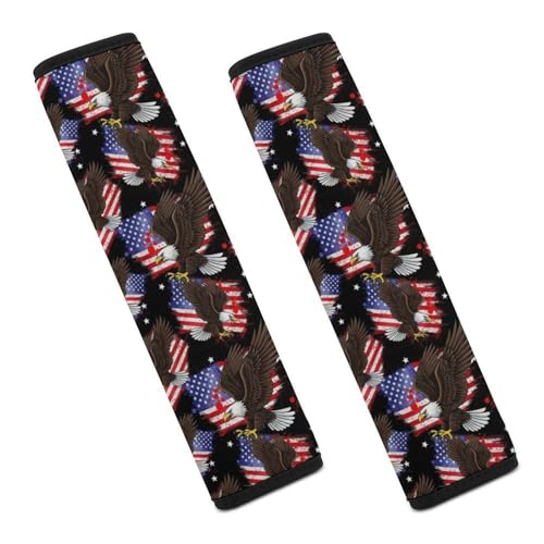2 Pack American Flag Eagle USA Independence Day Car Seat Belt Pad Breathable Shoulder Harness Cover for Adult Use, Stroller Pushchair High Chair, Pressure Relief - color: Pattern 22