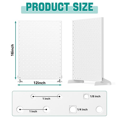EVERHANGER Metal Pegboard Display Stand, Freestanding Tabletop Pegboard Display for Craft Shows & Fairs, 12"X16", 2pcs White - color: White, size: 2pack 12"X16"