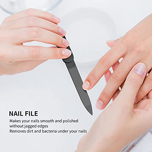 Aogeili Nail Clippers Set, Sharp Stainless Steel Fingernail Clipper & Toenail Clippers, Black Nail Cutter，Perfect 3 PCS Black Nail Cutter for Men/Women/Kids, Set Include Nail File - size: Large/Small/File