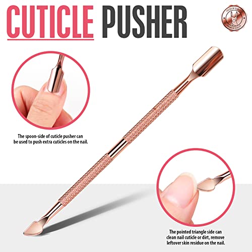 FANDAMEI Nail Care Kit, Nail Cuticle Nippers, Ingrown Toenail Tools Kit, Nail Lifter, Toenail File and Lifters Stainless Steel, Nail Cuticle Pushers, Professional Manicure and Pedicure Set, 4 PCS - color: Rosegold