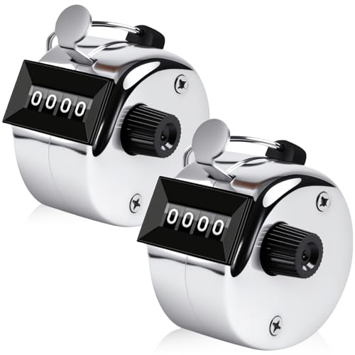Anyongora Clicker Counter, Metal Hand Tally Counter Clicker with 4 Digit Display, Pitch Counter for Golf Stroke, Baseball, Coaching, Knitting, Lap, Row Sport, Silver