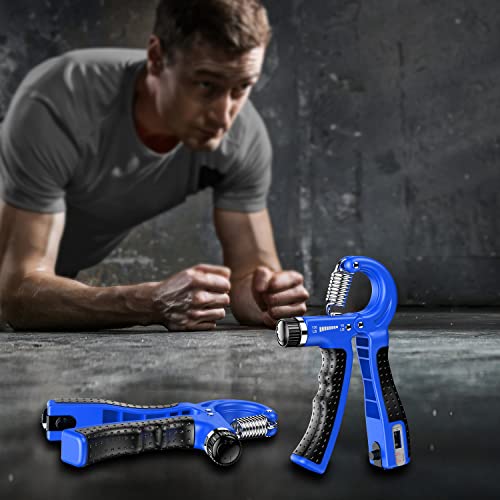 KDG Hand Grip Strengthener 2 Pack Adjustable Resistance 10-130 lbs Forearm Exerciser，Grip Strength Trainer for Muscle Building and Injury Recovery for Athletes - color: Blue